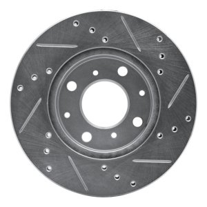 Honda Del Sol Brake Rotor (1) - Front Left - R1 Concepts - Drilled & Slotted - Silver - `90-`00